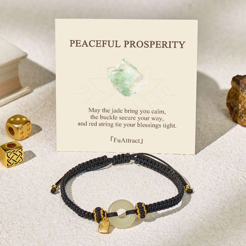 FuAttract Protection & Blessing Hetian Jade Ping An Buckle Red String Bracelet - Black - image 14