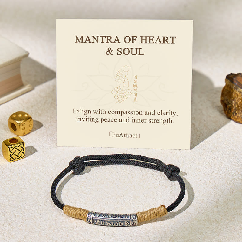 FuAttract Spiritual Energy Om Mani Padme Hum Adjustable Braided Rope Bracelet - Black - image 0
