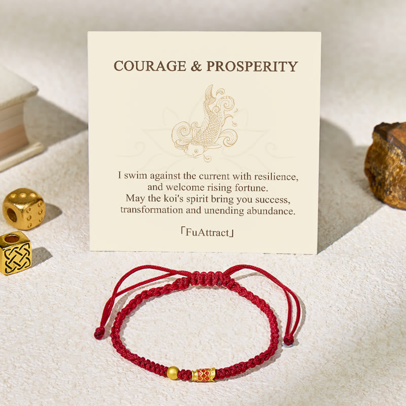 FuAttract Good Luck Koi Fish Charm Red String Prosperity Bracelet - Dark Red - image 0
