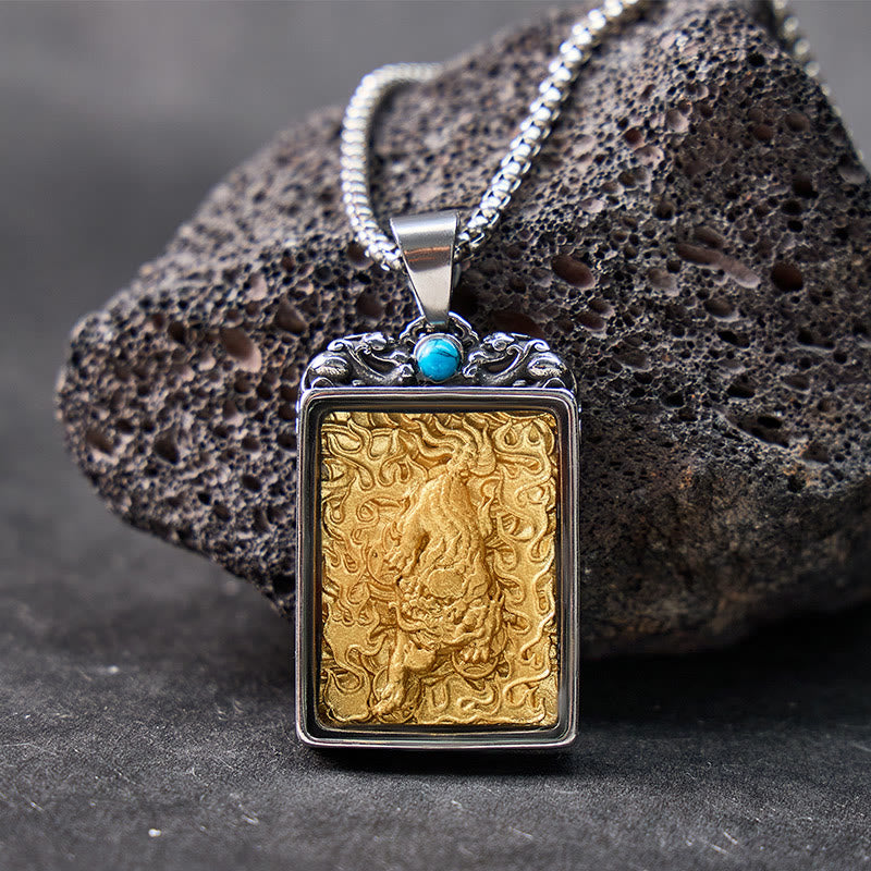 FuAttract Turquoise Pixiu Protection Pendant Necklace – Wealth & Prosperity Amulet - image 1
