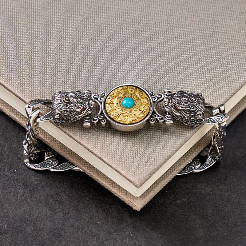 FuAttract Protection & Fortune Turquoise Wheel Curb Chain Bracelet – Dual Pixiu Talisman - image 5