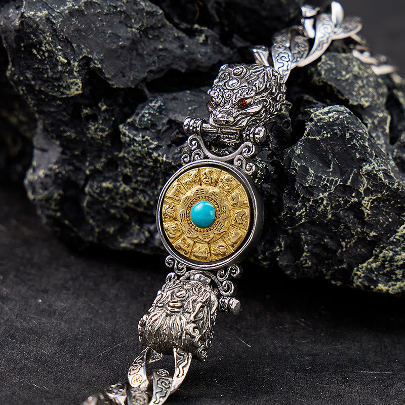 FuAttract Protection & Fortune Turquoise Wheel Curb Chain Bracelet – Dual Pixiu Talisman - image 2