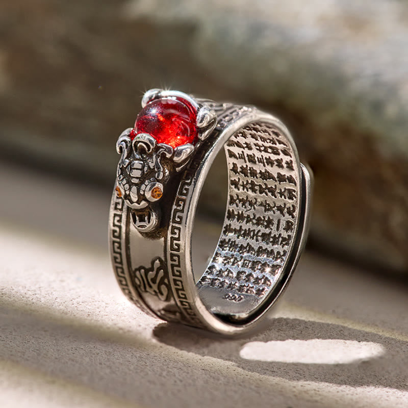 FuAttract Prosperity & Protection Garnet Pixiu Ring – Feng Shui Wealth Power - Silver - image 5