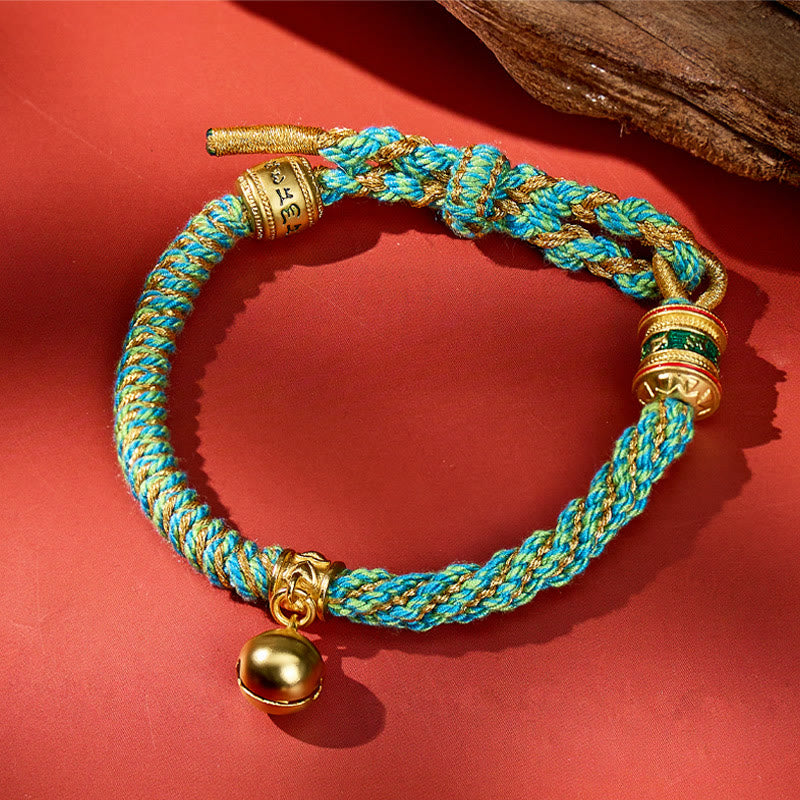 FuAttract Tibetan Om Mani Padme Hum Carved Protection Amulet Bracelet - Blue - image 3