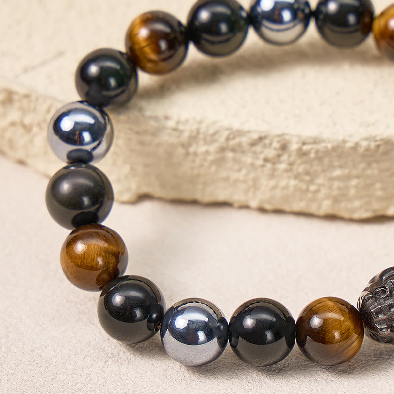 FuAttract Energy Balance Tiger Eye Terahertz Obsidian Pixiu Wealth Bracelet - image 4