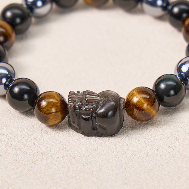 FuAttract Energy Balance Tiger Eye Terahertz Obsidian Pixiu Wealth Bracelet - image 5