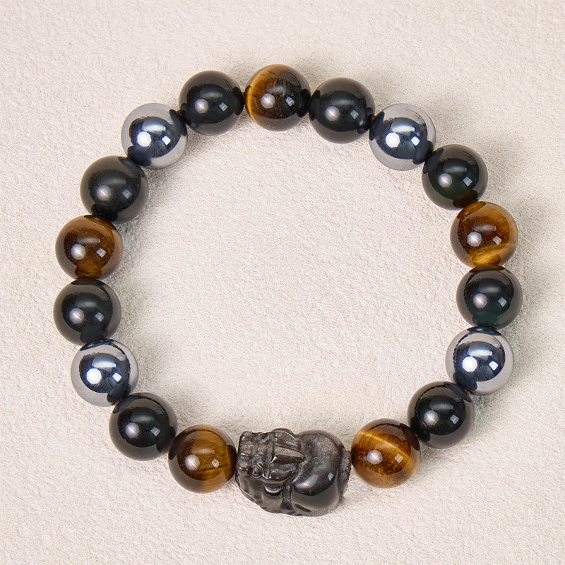FuAttract Energy Balance Tiger Eye Terahertz Obsidian Pixiu Wealth Bracelet - image 1