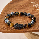 FuAttract Grounding Power Mantra Protection Obsidian Tiger Eye Pixiu Bracelet - image 1