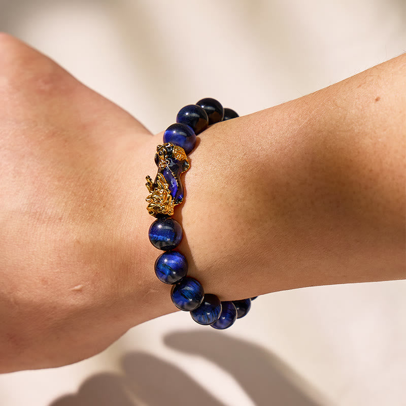 FuAttract Focus & Confidence Blue Tiger's Eye Color-Changing Pixiu Bracelet - image 6