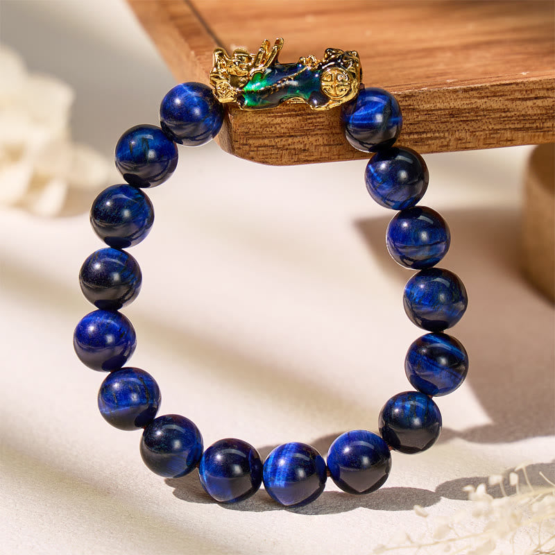 FuAttract Focus & Confidence Blue Tiger's Eye Color-Changing Pixiu Bracelet - image 5