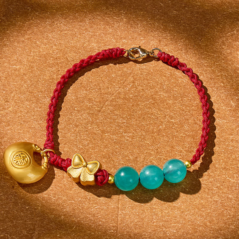 FuAttract Fortune Attraction Red String Amazonite Beaded Bracelet - Amazonite - image 0
