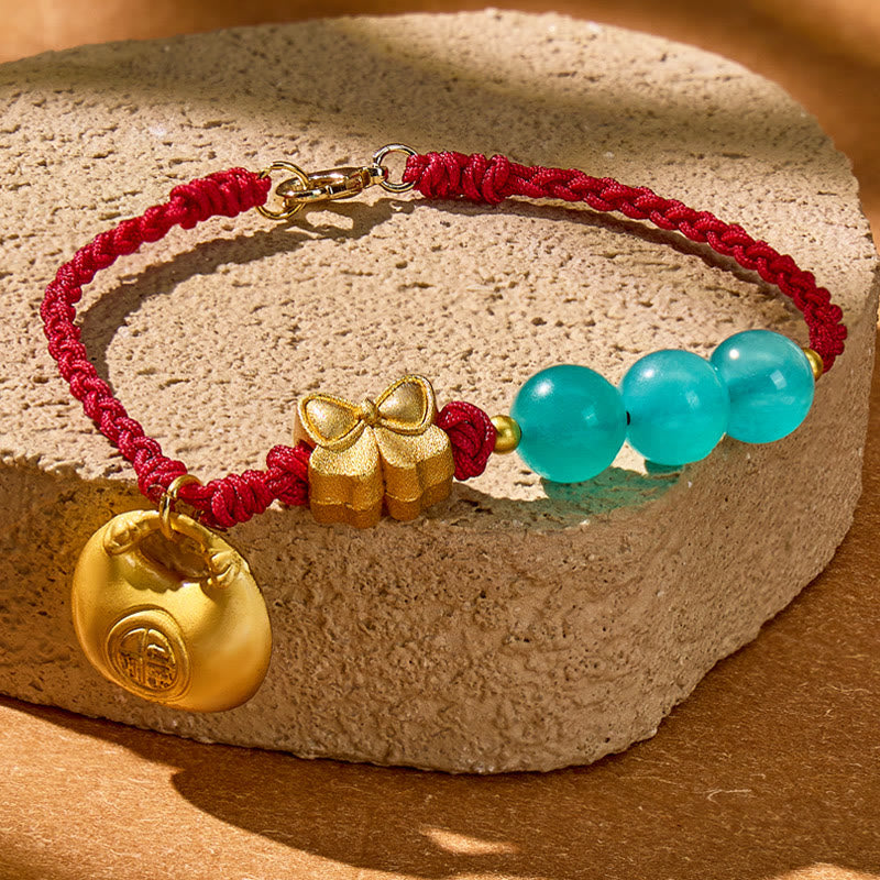 FuAttract Fortune Attraction Red String Amazonite Beaded Bracelet - image 2