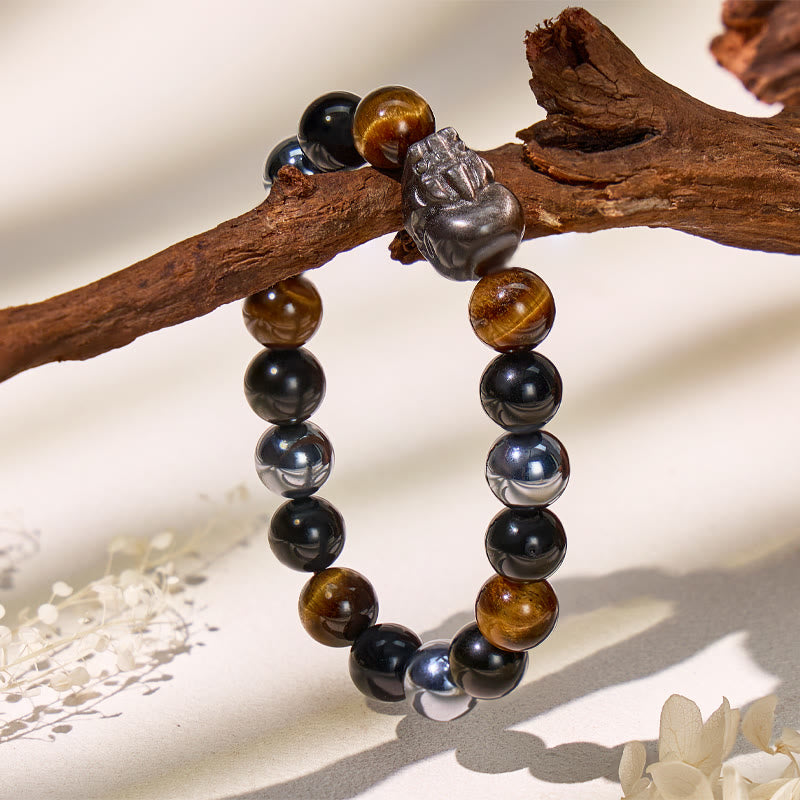 FuAttract Energy Balance Tiger Eye Terahertz Obsidian Pixiu Wealth Bracelet - image 4