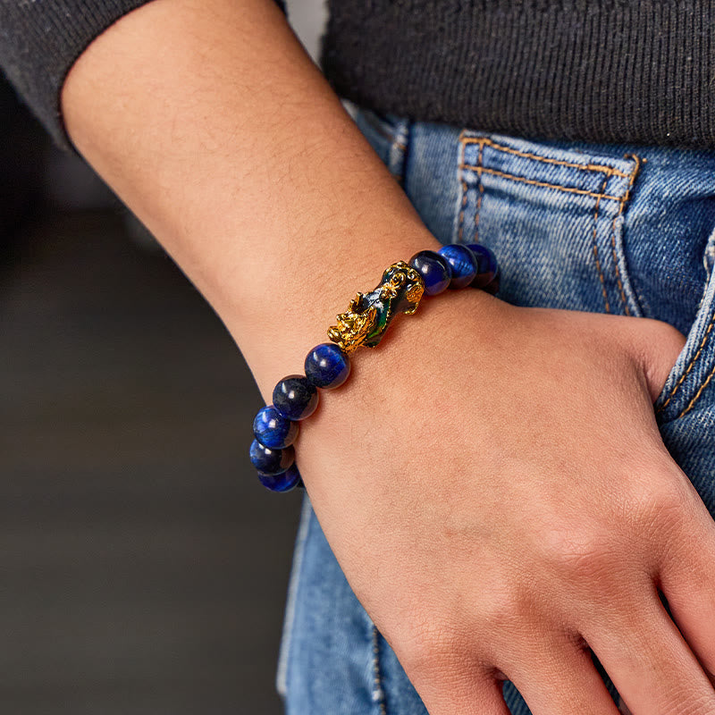 FuAttract Focus & Confidence Blue Tiger's Eye Color-Changing Pixiu Bracelet - image 3
