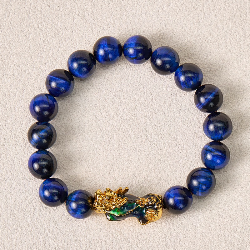 FuAttract Focus & Confidence Blue Tiger's Eye Color-Changing Pixiu Bracelet - image 2