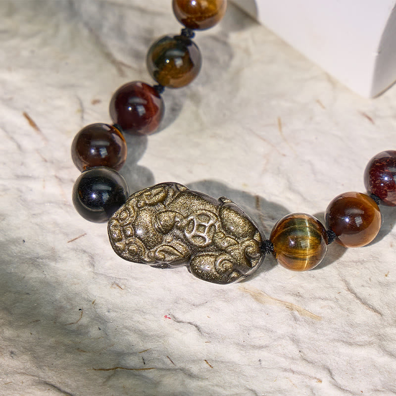 FuAttract Wealth Protection Multi-Color Tiger Eye Pixiu Feng Shui Beaded Necklace - image 2