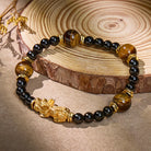 FuAttract Wealth Protection Pixiu Bracelet with Tiger Eye & Black Obsidian - image 1