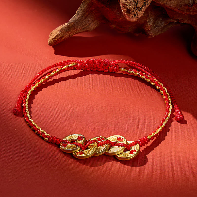 FuAttract Prosperity & Protective Energy Charm Lucky Red String Coin Bracelet - image 1