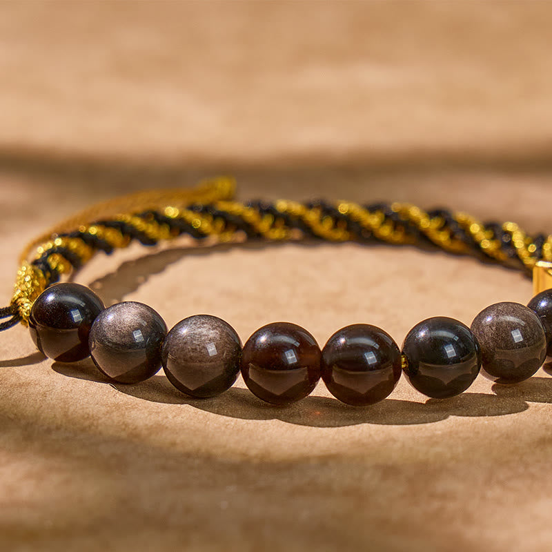 FuAttract Protection & Clarity Silver Obsidian Beaded Bracelet with All-Seeing Eye Charm - image 5