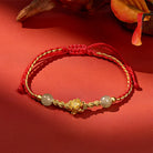 FuAttract Handmade Braided Cord Red String Bracelet with Lotus Charm & Hetian Jade Beads - Hetian Jade - image 0