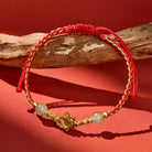 FuAttract Handmade Braided Cord Red String Bracelet with Lotus Charm & Hetian Jade Beads - image 1