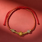 FuAttract Handmade Braided Cord Red String Bracelet with Lotus Charm & Hetian Jade Beads - image 2