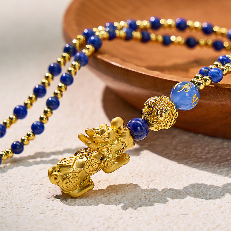 FuAttract The Essence of Wisdom & Wealth Lapis Lazuli Pixiu Pendant Necklace - image 3
