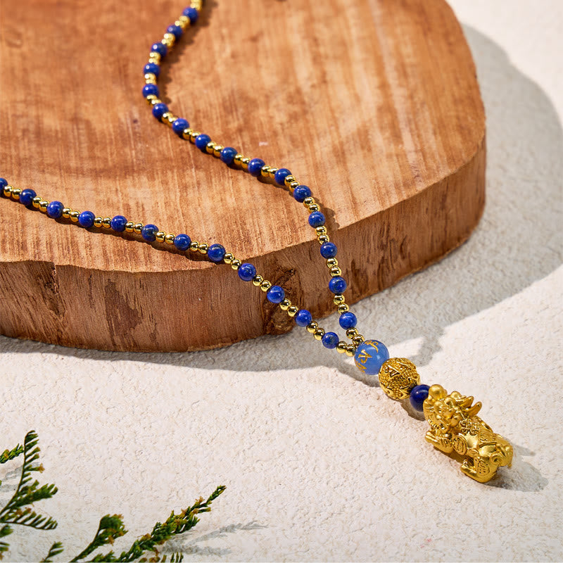 FuAttract The Essence of Wisdom & Wealth Lapis Lazuli Pixiu Pendant Necklace - image 1