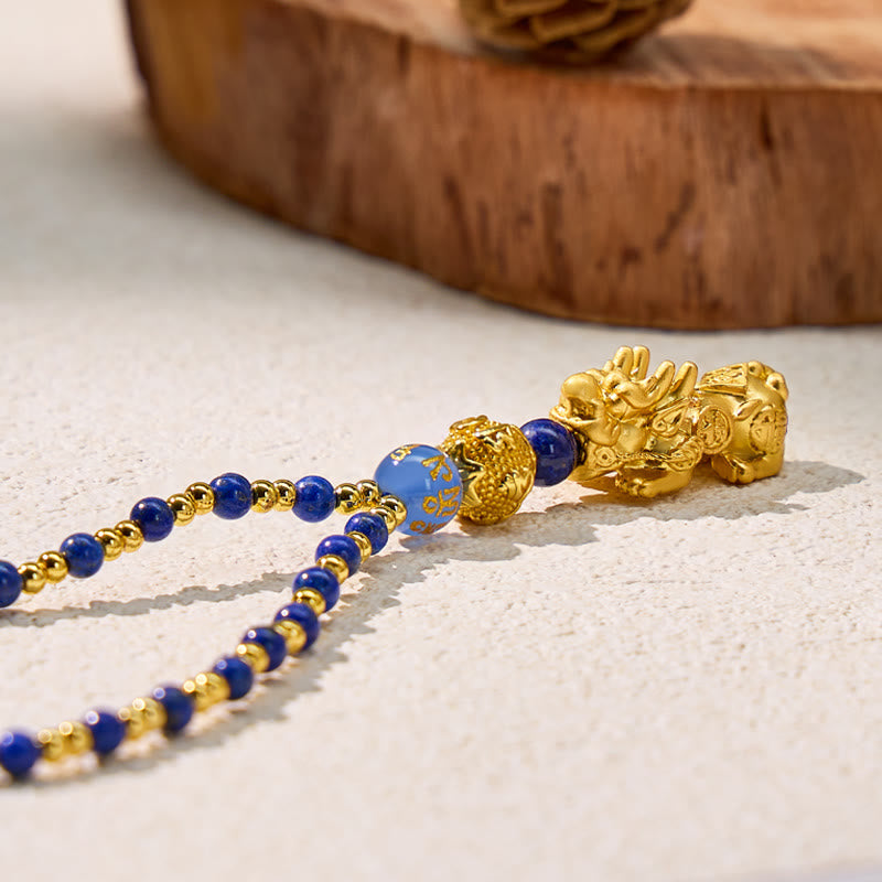 FuAttract The Essence of Wisdom & Wealth Lapis Lazuli Pixiu Pendant Necklace - image 5