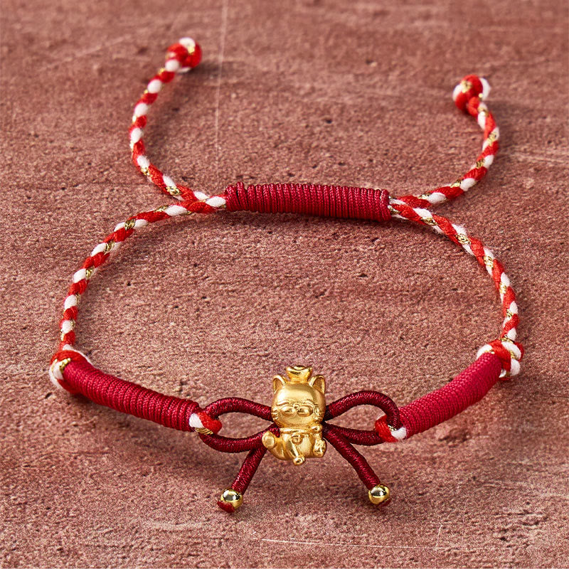 FuAttract Lucky Cat Charm – Woven Bracelet for Energy & Good Fortune - Fortune Seeker Cat - image 0