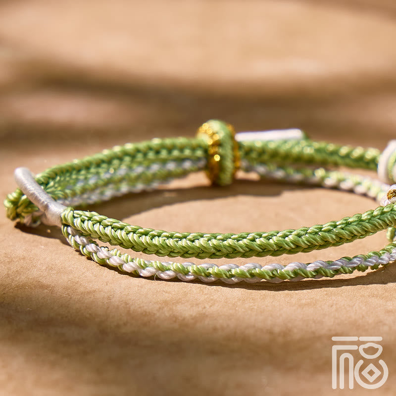 FuAttract Love & Luck Renewal – Green Woven Bracelet with Peach Blossom & Fu Character - image 4