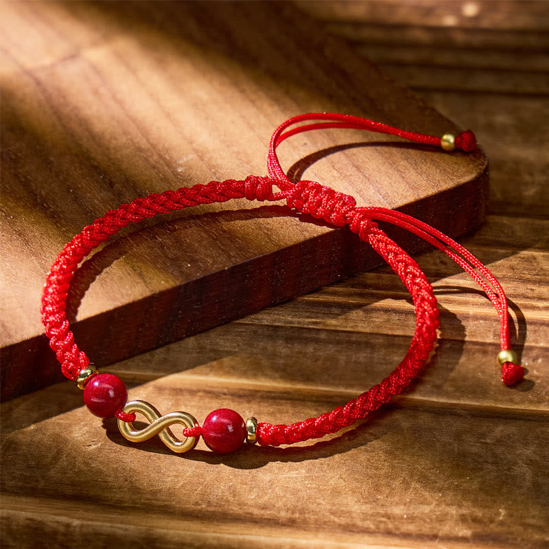 FuAttract Steady Protection Charm – Eight-Figure Double Loop with Cinnabar Bracelet - image 1