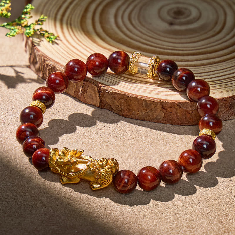 FuAttract Balanced Protection – Red Tiger's Eye & White Crystal Pixiu Bracelet - image 1