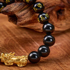 FuAttract Fortune Shield – Black Obsidian Om Mani Mantra Pixiu Bracelet - image 5