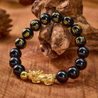 FuAttract Fortune Shield – Black Obsidian Om Mani Mantra Pixiu Bracelet - image 1
