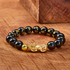 FuAttract Fortune Shield – Black Obsidian Om Mani Mantra Pixiu Bracelet - 10mm - image 0