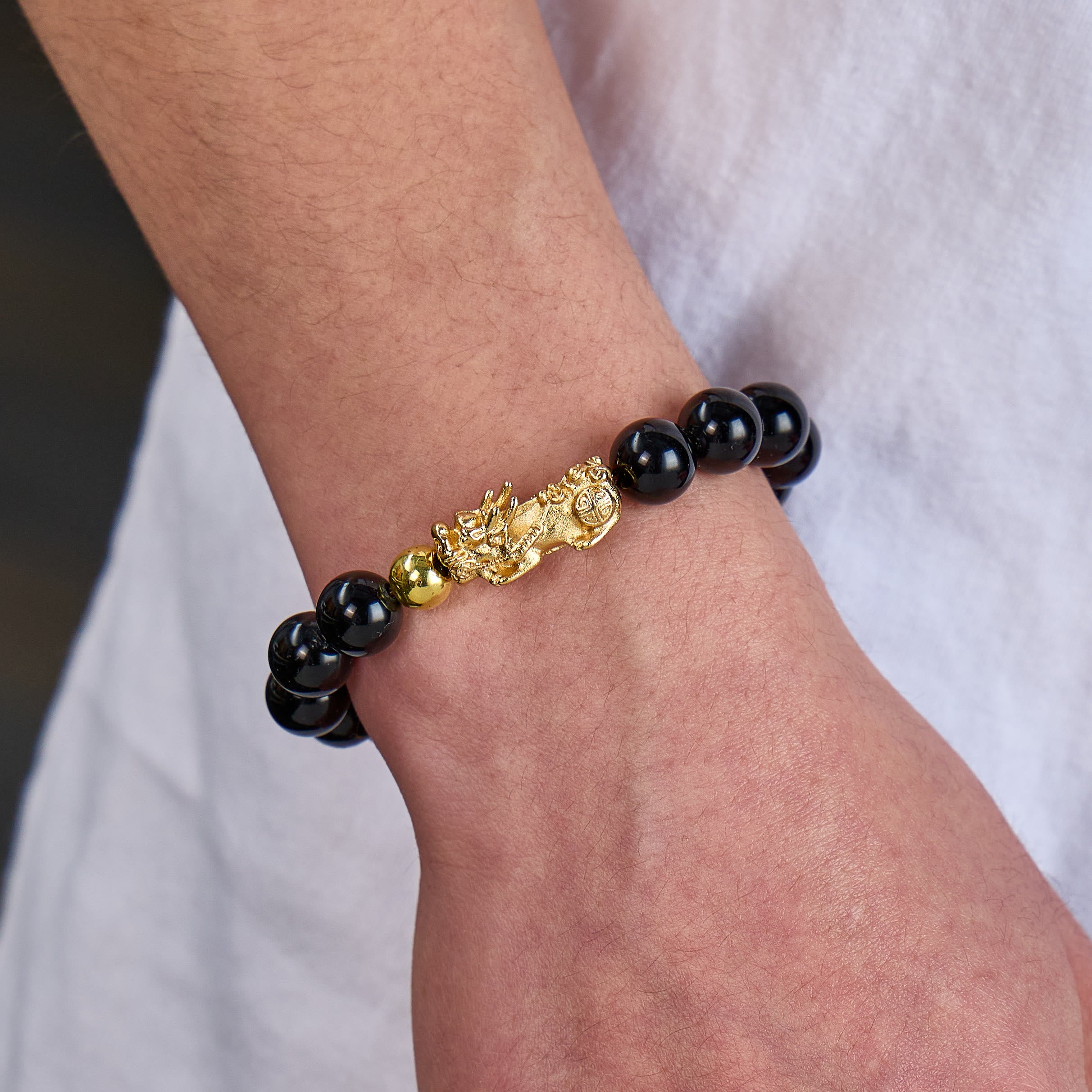 FuAttract Fortune Shield – Black Obsidian Om Mani Mantra Pixiu Bracelet - image 6