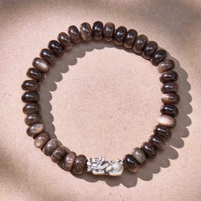 FuAttract Abundant Guard – Silver Obsidian Abacus Pixiu Bracelet - image 2