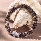 FuAttract Abundant Guard – Silver Obsidian Abacus Pixiu Bracelet - 8mm - image 0