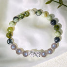 FuAttract Prosperity Shield – Green Porcelain Jade & Moonstone Beads Pixiu Bracelet - image 3