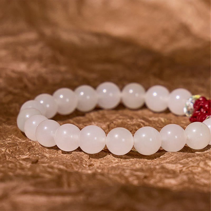 FuAttract Calm Protection – White Jade & Cinnabar Pixiu Bracelet - image 5