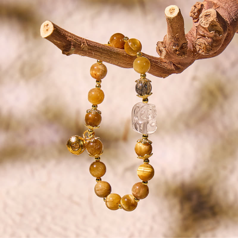 FuAttract Power Focus Balance – Golden Tiger Eye Bracelet with Clear Quartz Pixiu - image 4