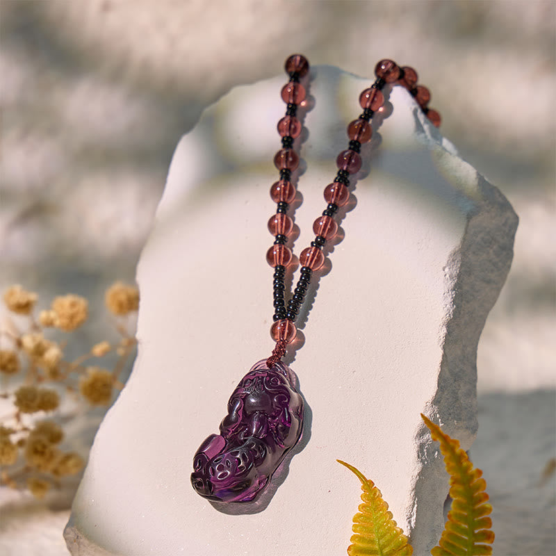 FuAttract Amethyst Guardian – Pixiu Pendant Cord Necklace - image 1