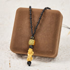 FuAttract Pixiu Wealth Protection Knot Om Mani Padme Hum Black Obsidian Beaded Necklace - image 1