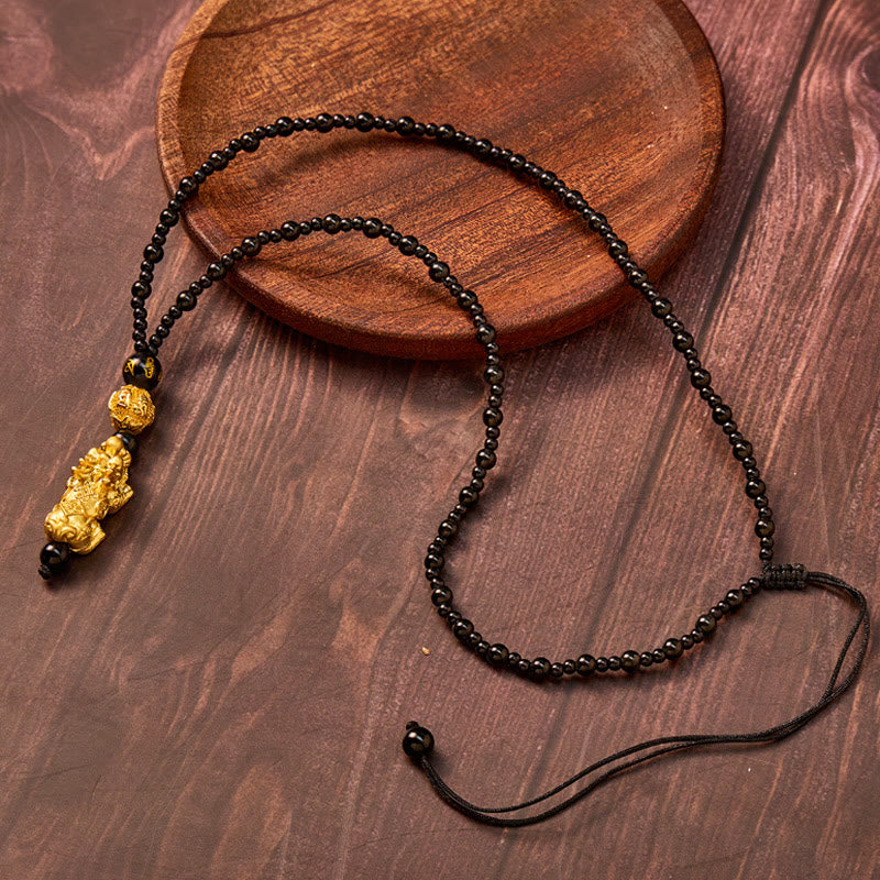 FuAttract Abundance Flow & Grounding Energy Black Obsidian Mantra Charm Necklace - image 4