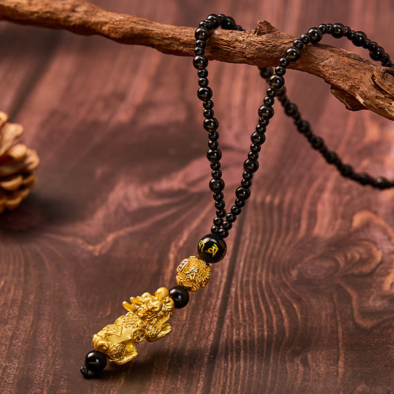 FuAttract Abundance Flow & Grounding Energy Black Obsidian Mantra Charm Necklace - image 2