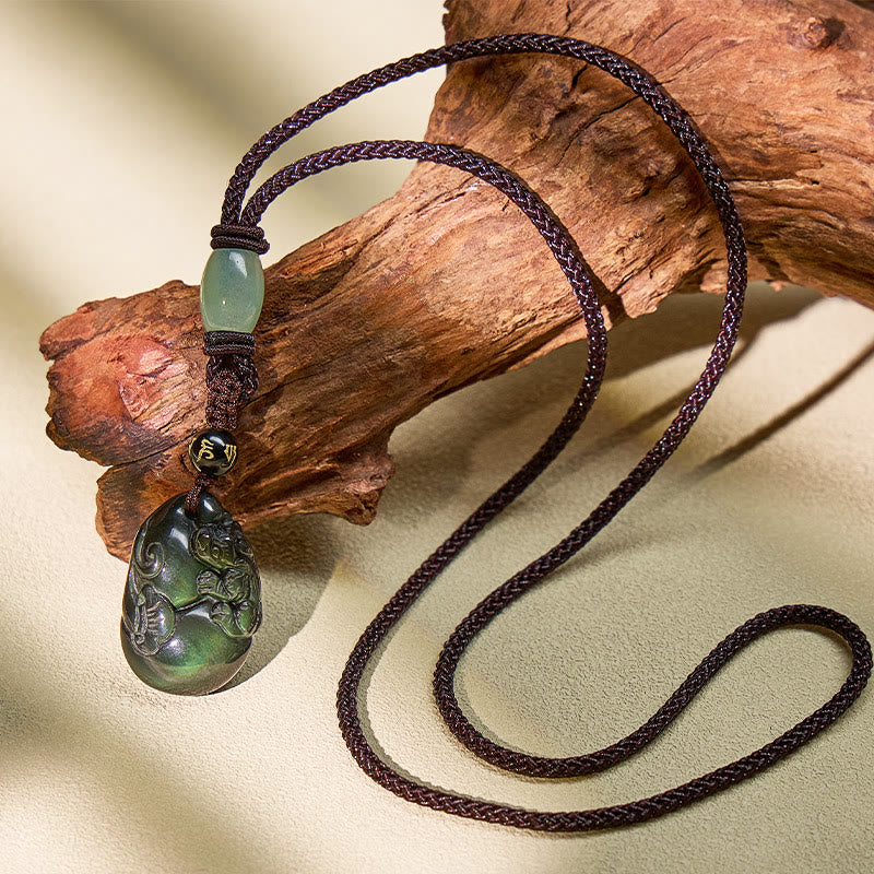 FuAttract Emotional Healing & Abundance Flow Rainbow Obsidian Pixiu with Mantra Bead Protection Necklace - image 5