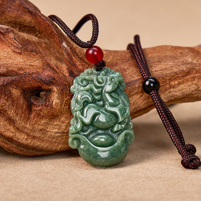 FuAttract Prosperity & Spiritual Harmony Chinese Zodiac Hand-Carved Jade Necklace - Horse - image 0