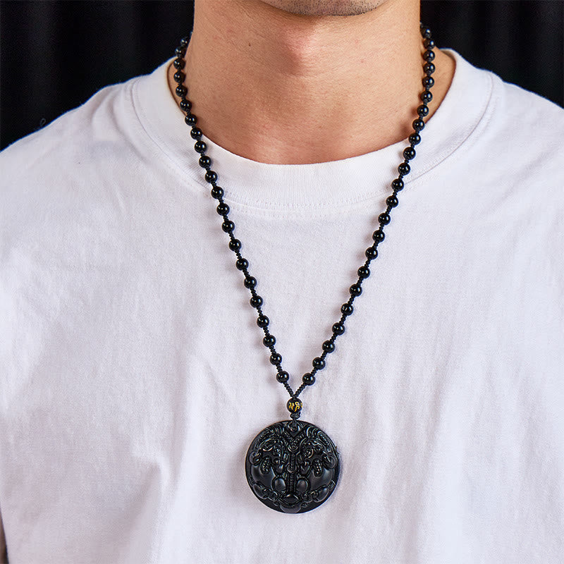 FuAttract Wealth Protection & Energy Shield Amulet Black Obsidian Double Pixiu Necklace - image 3