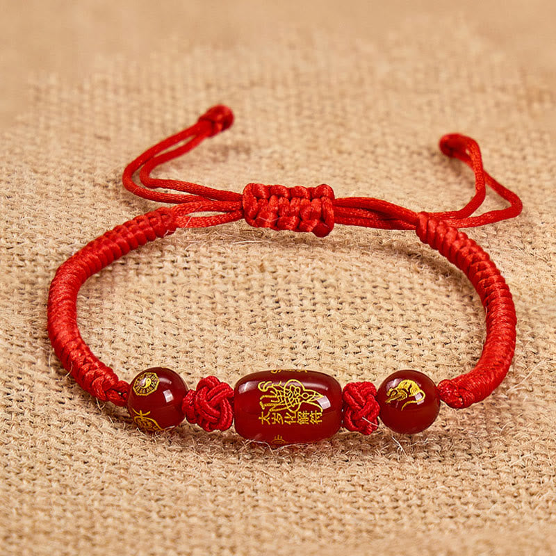 FuAttract Red Agate Chinese Zodiac Red String Braided Protection Bracelet - Red Agate Chinese Zodiac-Rat - image 0